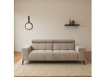 2-Sitzer DOMO COLLECTION "Trento, mit Kufenfuß oder Einzelfuß", grau (taupe), B:238cm H:79cm T:104cm, 100% Polyester, Sofas, 2-Sitzer, whlw. verstellbare Kopfteile, passend für gängige Saugroboter