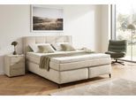 Boxspringbett JOCKENHÖFER GRUPPE "Capello, 7-Zonen-TTFK-Matratze", beige (beige 438, 07), B:191cm L:212cm, Bezug Bett: Flachgewebe (100% Polyester);Topper und Matratzenspiegel: 100% Polyester, Komplettbetten, Boxspringbett, KS-Topper, 160x200 cm oder 180x200 cm, verschiedene Härtegrade wählbar