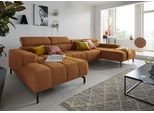 Wohnlandschaft DOMO COLLECTION "Cunelli tolle Sitznähte als Designelement, fester Sitzkomfort, U-Form", gold, B:376cm H:79cm T:175cm, Sofas, Wohnlandschaft, whlw. verstellbare Kopfteile, passend für gängige Saugroboter