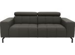 2-Sitzer DOMO COLLECTION "Cunelli, moderne Sitznähte als Designelement, fester Sitzkomfort", grau, B:208cm H:79cm T:104cm, Lederlook;100% Polyurethan, Sofas, 2-Sitzer, whlw. verstellbare Kopfteile, passend für gängige Saugroboter