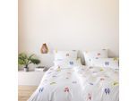 Bettwäsche ELEGANTE "Lovebirds", bunt (weiß), B/L: 155cm x 220cm, 1 Stk., 1 Stk., Mako-Satin, B/L: 80cm x 80cm, 2, Mako-Satin, Obermaterial: 100% Baumwolle, Bettwäsche, Bettwäsche, angenehmes Hautgefühl