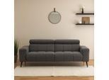 2-Sitzer DOMO COLLECTION "Trento, mit Kufenfuß oder Einzelfuß", grau, B:238cm H:79cm T:104cm, 100% Polyester, Sofas, 2-Sitzer, whlw. verstellbare Kopfteile, passend für gängige Saugroboter
