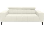 2-Sitzer DOMO COLLECTION "Cunelli, moderne Sitznähte als Designelement, fester Sitzkomfort", weiß, B:208cm H:79cm T:104cm, Lederlook;100% Polyurethan, Sofas, 2-Sitzer, whlw. verstellbare Kopfteile, passend für gängige Saugroboter