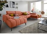 Wohnlandschaft DOMO COLLECTION "Cunelli tolle Sitznähte als Designelement, fester Sitzkomfort, U-Form", orange, B:376cm H:79cm T:175cm, Sofas, Wohnlandschaft, whlw. verstellbare Kopfteile, passend für gängige Saugroboter