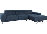 Ecksofa DOMO COLLECTION "Trento L-Form, mit Kufenfuß oder Einzelfuß", blau (dunkelblau), B:287cm H:79cm T:175cm, 100% Polyester, Sofas, Ecksofa, whlw. verstellbare Kopfteile, passend für gängige Saugroboter