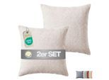 Inspinovia Outdoor Kissen 2er Set inkl. Füllung 45 x 45 cm Creme, nachhaltig und OEKO-TEX zertifiziert