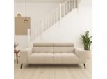 2-Sitzer DOMO COLLECTION "Trento, mit Kufenfuß oder Einzelfuß", beige (creme), B:208cm H:79cm T:104cm, 100% Polyester, Sofas, 2-Sitzer, whlw. verstellbare Kopfteile, passend für gängige Saugroboter