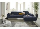 Ecksofa DOMO COLLECTION "Cunelli tolle Sitznähte als Designelement, fester Sitzkomfort, L-Form", blau (dunkelblau), B:292cm H:79cm T:175cm, Sofas, Ecksofa, whlw. verstellbare Kopfteile, passend für gängige Saugroboter