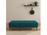 Hocker DOMO COLLECTION "Trento, mit Kufenfuß oder Einzelfuß", blau (dunkelblau), B:153cm H:45cm T:62cm, 100% Polyester, Hocker, Hocker, Fußhöhe passend für gängige Saugroboter