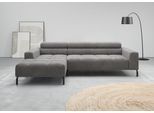 Ecksofa HOME AFFAIRE "Claya, 258 cm breit, L-Form, Kopfteilverstellung", dunkelgrau, B:258cm H:71cm T:179cm, 88% Polyester, 12% Polyacryl, Sofas, Ecksofa, Moderne Steppung, weicher Polsteraufbau & saugroboterfreundliche Höhe
