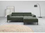 Ecksofa HOME AFFAIRE "Claya, 223 cm breit, L-Form, Kopfteilverstellung", oliv, B:223cm H:71cm T:179cm, 95% Polyester, 5% Nylon, Sofas, Ecksofa, Moderne Steppung, weicher Polsteraufbau & saugroboterfreundliche Höhe