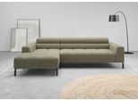 Ecksofa HOME AFFAIRE "Claya, 258 cm breit, L-Form, Kopfteilverstellung", oliv, B:258cm H:71cm T:179cm, 100% Polyester, Sofas, Ecksofa, Moderne Steppung, weicher Polsteraufbau & saugroboterfreundliche Höhe