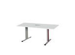 Schäfer Shop Select Besprechungstisch Planova Basic, mit Tischanschlussfeld, Rechteck, T-Fuß, B 1600 x T 800 x H 717 mm, lichtgrau/weißalu