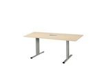 Schäfer Shop Select Besprechungstisch Planova Basic, mit Tischanschlussfeld, Rechteck, T-Fuß, B 1600 x T 800 x H 717 mm, Ahorn/weißaluminium RAL 9006