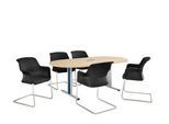 Schäfer Shop Select Besprechungstisch Planova Basic, mit Tischanschlussfeld, Oval, T-Fuß, B 2000 x T 1000 x H 717 mm, Ahorn/weißaluminium RAL 9006