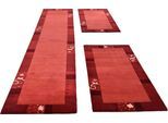 Bettumrandung THEKO "Royal Ganges", rot, H:13mm, Obermaterial: 95% Wolle, 5% Viskose, Bettumrandungen, Bettvorleger, 3-teiliges Läufer-Set fürs Schlafzimmer, 95% Wolle