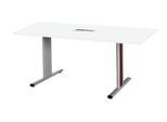 Schäfer Shop Select Besprechungstisch Planova Basic, mit Tischanschlussfeld, Rechteck, T-Fuß, B 1600 x T 800 x H 717 mm, weiß/weißaluminium RAL 9006