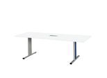 Schäfer Shop Select Besprechungstisch Planova Basic, mit Tischanschlussfeld, Rechteck, T-Fuß, B 2000 x T 800 x H 717 mm, weiß/weißaluminium RAL 9006