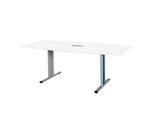 Schäfer Shop Select Besprechungstisch Planova Basic, mit Tischanschlussfeld, Boot, T-Fuß, B 2000 x T 1000 x H 717 mm, weiß/weißaluminium RAL 9006