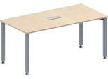 Schäfer Shop Genius Konferenztisch MODENA FLEX, 3-fach Anschluss, Rechteck, 4-Fuß Quadratrohr, B 1600 x T 800 x H 720-840 mm, Ahorn/weißalu