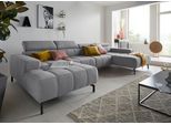 Wohnlandschaft DOMO COLLECTION "Cunelli tolle Sitznähte als Designelement, fester Sitzkomfort, U-Form", grau, B:376cm H:79cm T:175cm, Sofas, Wohnlandschaft, whlw. verstellbare Kopfteile, passend für gängige Saugroboter