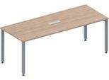 Schäfer Shop Genius Konferenztisch MODENA FLEX, 3-fach Anschluss, Rechteck, 4-Fuß Quadratrohr, B 2000 x T 800 x H 720-840 mm, Eiche-Dekor/weißalu