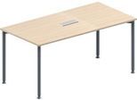Schäfer Shop Genius Konferenztisch, 3-fach Tischanschlussfeld, Rechteck, 4-Fuß Rundrohr, B 1600 x T 800 x H 720-840 mm, Ahorn/weißaluminium RAL 9006