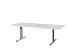 Schäfer Shop Select Besprechungstisch Planova Basic, mit Tischanschlussfeld, Rechteck, T-Fuß, B 2000 x T 800 x H 717 mm, lichtgrau/weißalu