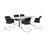 Schäfer Shop Select Besprechungstisch Planova Basic, mit Tischanschlussfeld, Oval, T-Fuß, B 2000 x T 1000 x H 717 mm, lichtgrau/weißaluminium RAL 9006