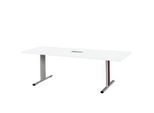 Schäfer Shop Select Besprechungstisch Planova Basic, mit Tischanschlussfeld, Rechteck, T-Fuß, B 2000 x T 800 x H 717 mm, weiß/weißaluminium RAL 9006