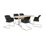 Schäfer Shop Select Besprechungstisch Planova Basic, mit Tischanschlussfeld, Oval, T-Fuß, B 2000 x T 1000 x H 717 mm, Ahorn/weißaluminium RAL 9006