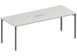 Schäfer Shop Genius Konferenztisch MODENA FLEX, 3-fach Anschluss, Rechteck, 4-Fuß Rundrohr, B 2000 x T 800 x H 720-840 mm, lichtgrau/weißalu