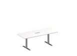 Schäfer Shop Genius Konferenztisch MODENA FLEX, 3-fach Anschluss, Rechteck, T-Fuß Rechteckrohr, B 2000 x T 800 x H 650-850 mm, weiß/weißalu
