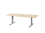 Schäfer Shop Select Besprechungstisch Planova Basic, mit Tischanschlussfeld, Rechteck, T-Fuß, B 2000 x T 800 x H 717 mm, Ahorn/weißaluminium RAL 9006