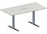 Schäfer Shop Genius Konferenztisch MODENA FLEX, 3-fach Anschluss, Rechteck, T-Fuß Rechteckrohr, B 1600 x T 800 x H 650-850 mm, lichtgrau/weißalu