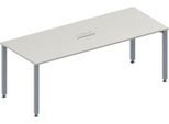 Schäfer Shop Genius Konferenztisch MODENA FLEX, 3-fach Anschluss, Rechteck, 4-Fuß Quadratrohr, B 2000 x T 800 x H 720-840 mm, lichtgrau/weißalu