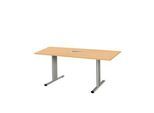 Schäfer Shop Select Besprechungstisch Planova Basic, mit Tischanschlussfeld, Rechteck, T-Fuß, B 1600 x T 800 x H 717 mm, Buche/weißaluminium RAL 9006