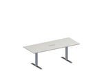Schäfer Shop Genius Konferenztisch MODENA FLEX, 3-fach Anschluss, Rechteck, T-Fuß Rechteckrohr, B 2000 x T 800 x H 650-850 mm, lichtgrau/weißalu