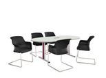 Schäfer Shop Select Besprechungstisch Planova Basic, mit Tischanschlussfeld, Oval, T-Fuß, B 2000 x T 1000 x H 717 mm, weiß/weißaluminium RAL 9006