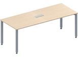 Schäfer Shop Genius Konferenztisch MODENA FLEX, 3-fach Anschluss, Rechteck, 4-Fuß Quadratrohr, B 2000 x T 800 x H 720-840 mm, Ahorn/weißalu