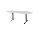 Schäfer Shop Select Besprechungstisch Planova Basic, mit Tischanschlussfeld, Boot, T-Fuß, B 2000 x T 1000 x H 717 mm, lichtgrau/weißaluminium RAL 9006