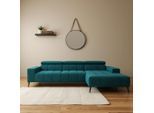 Ecksofa DOMO COLLECTION "Trento L-Form, mit Kufenfuß oder Einzelfuß", blau (dunkelblau), B:287cm H:79cm T:175cm, 100% Polyester, Sofas, Ecksofa, whlw. verstellbare Kopfteile, passend für gängige Saugroboter
