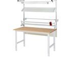 Rau Packtischsystem 02 Arbeitstisch-Serie Tom, B 2000 x T 1000 x H 760-1080 mm, Buche-Massivholzplatte, bis 500 kg