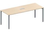 Schäfer Shop Genius Konferenztisch MODENA FLEX, 3-fach Anschluss, Rechteck, 4-Fuß Rundrohr, B 2000 x T 800 x H 720-840 mm, Ahorn/weißalu