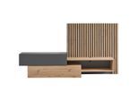 Carryhome Wohnwand, Grau, Eiche Artisan, Holzwerkstoff, 1 Fächer, 1 Schublade(n) Schubladen, 288.5x152.5x42.5 cm, Wohnzimmer, Wohnzimmer-Sets & Serien, Komplette Wohnwände
