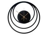 Wanduhr -, Schwarz, Gold, Holz, Metall, Kunststoff, Fsc, Made in EU, Dekoration, Uhren, Wanduhren