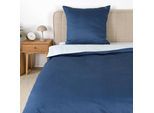 Bettwäsche TOM TAILOR HOME "FINE STRIPES", blau, B/L: 200cm x 220cm, 1 Stk., 2 Stk., Satin, B/L: 80cm x 80cm & 80cm x 80cm, 3, Satin, Obermaterial: 100% Baumwolle, Bettwäsche, Bettwäsche, new bedroom, gewebtes Label