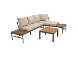 Ambia Garden Loungegarnitur , Beige, Beigebraun , Holz, Metall, Textil , Akazie , vollmassiv , 57x35x57 cm , Gartenmöbel, Loungemöbel, Gartenlounge-Sets