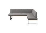 Livetastic Eckbank, Grau, Holz, Metall, Textil, Eiche, vollmassiv, L-Form, 225x175 cm, in verschiedenen Größen erhältlich, Esszimmer, Bänke, Eckbänke