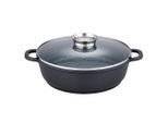 GSW , Schwarz , Metall , 5,8 l , rund , 9 cm , mit Dampfablass, backofengeeignet, mit Aromaknopf,hitzebeständige Griffe, backofengeeignet, kratzfest, rostfrei, antihaftbeschichtet, PTFE-frei, Deckel hitzebeständig, Thermoboden, schadstofffrei gemäß EU-Standards ,